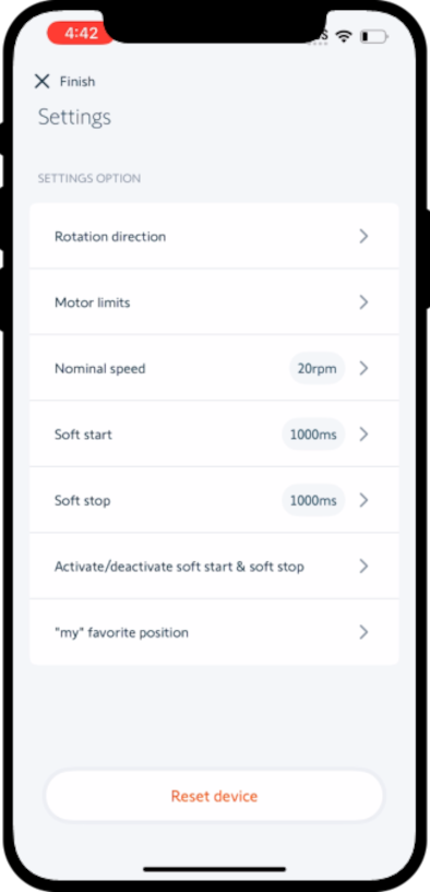 Settings menu allowing users to configure their 'my favorite position'.