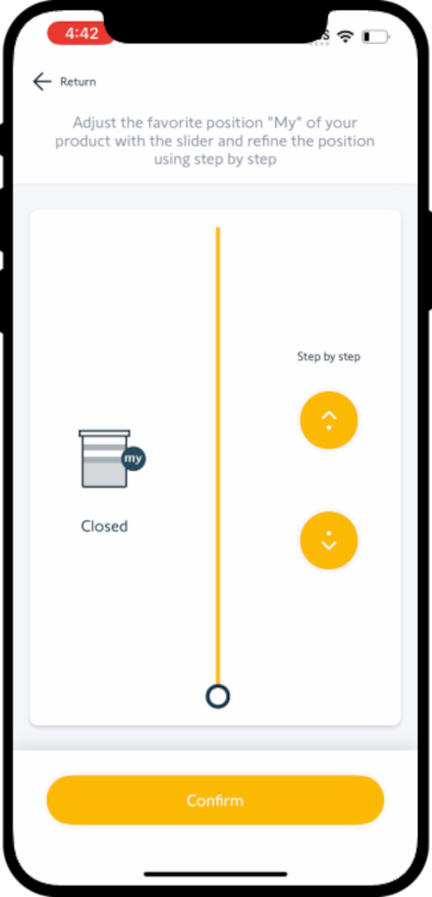 Set the 'my' position by using either the slider or arrow buttons.