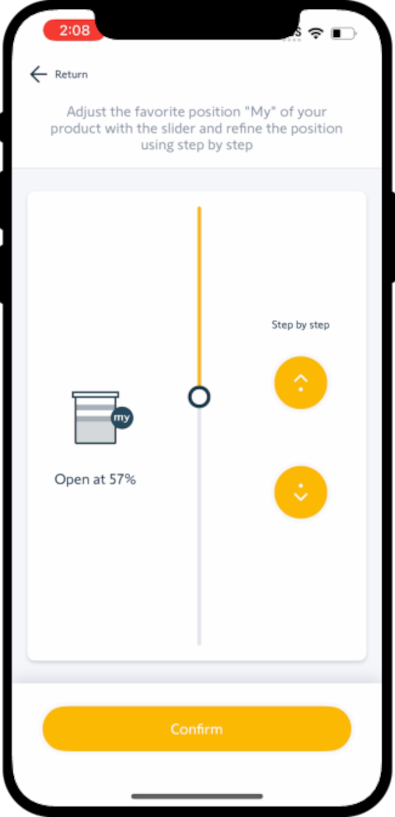 Adjust the settings of the 'my' position by using either the buttons or by dragging the slider.