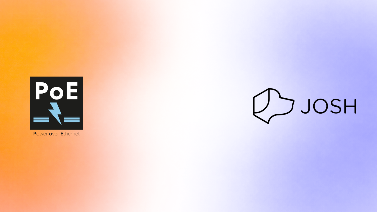 Somfy Power over Ethernet and John.ai logos on a gradient background.