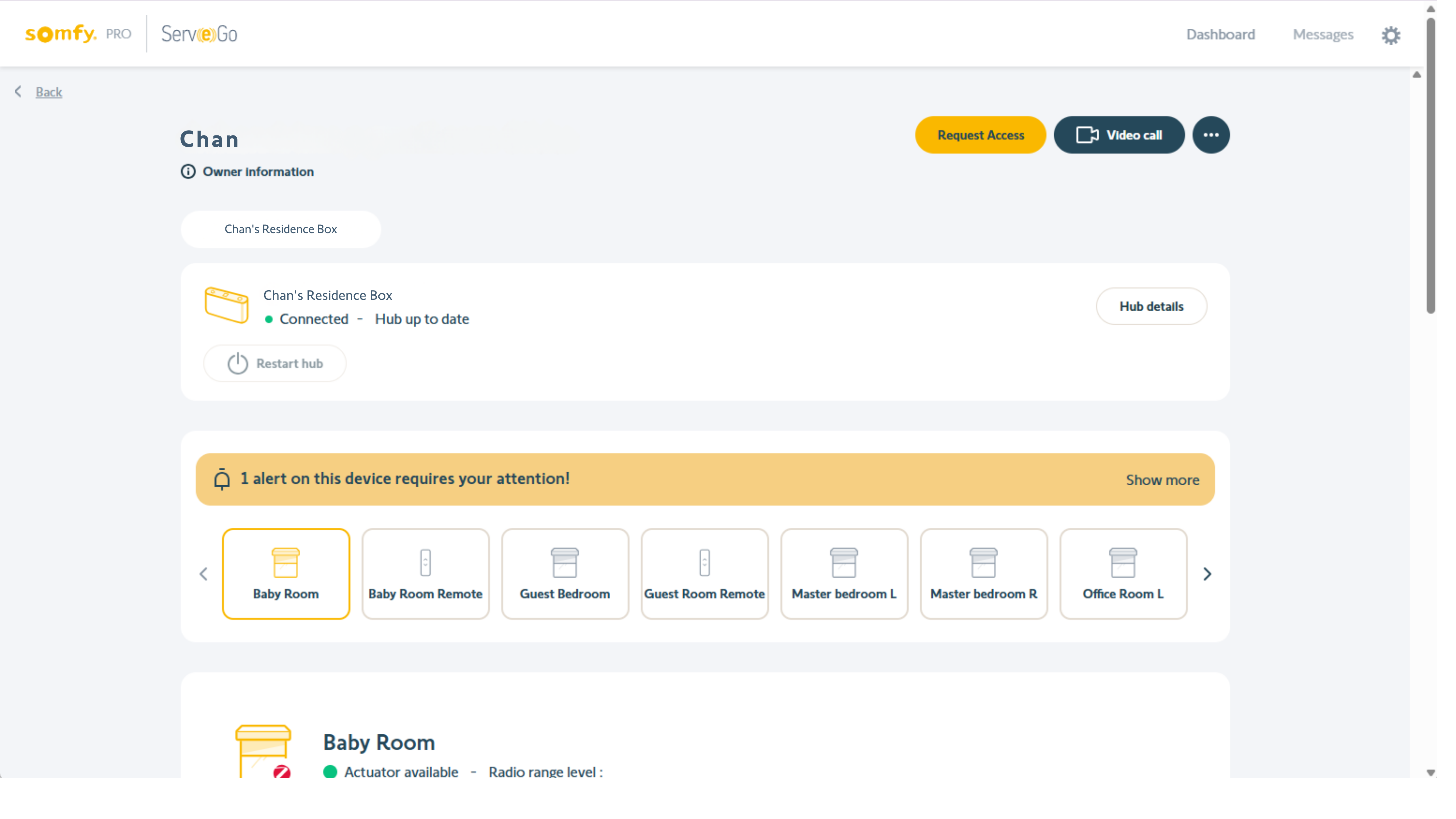 Serv-e-go main user profile dashboard.